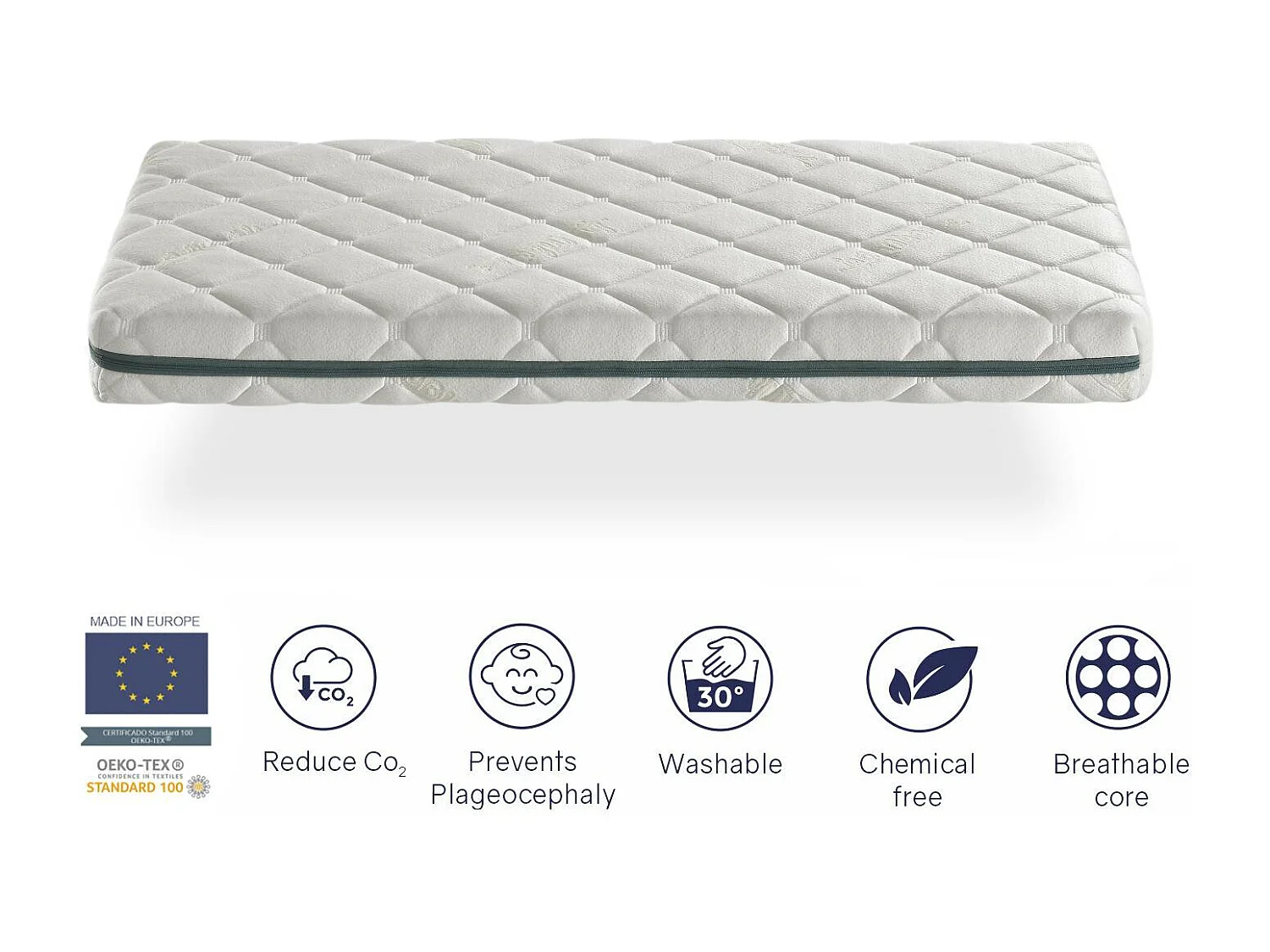 Babymatratze 60X120 BAMBOU Höhe 11 CM Anpassungsfähig, mit natürlichen Partikeln und Atmungsaktiv