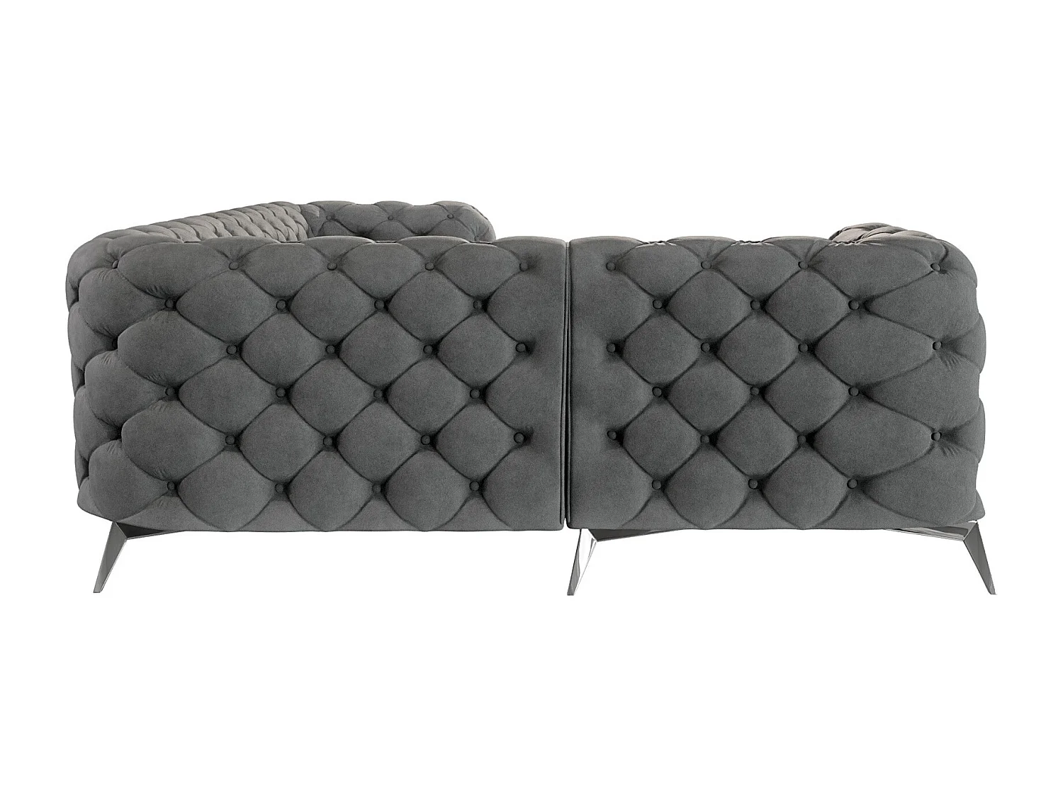 Ecksofa mit Ottomane Chesterfield Celeste mit Silber Metall Füßen