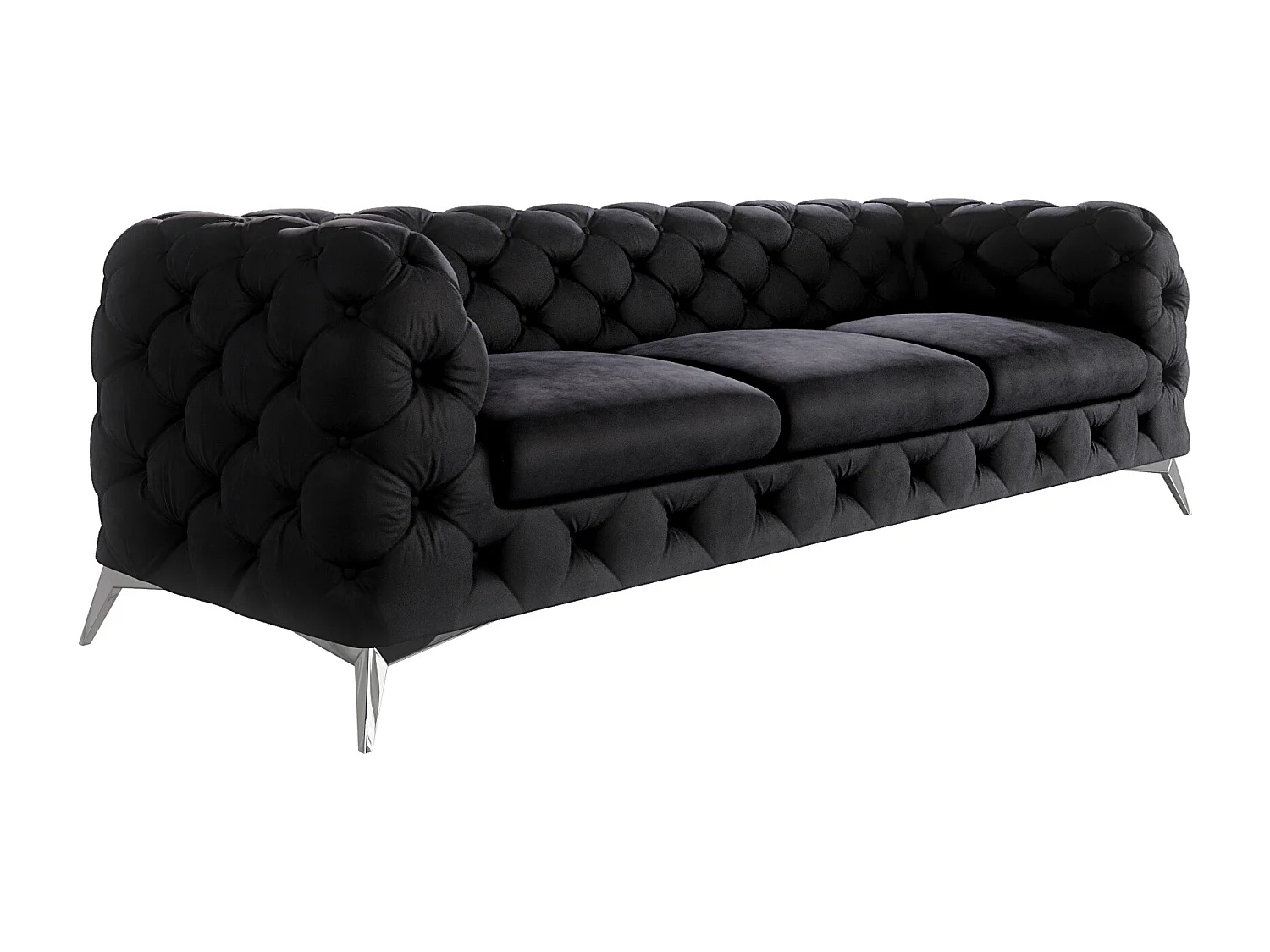 Celeste 3-Sitzer Chesterfield Sofa mit Silber Metall Füßen