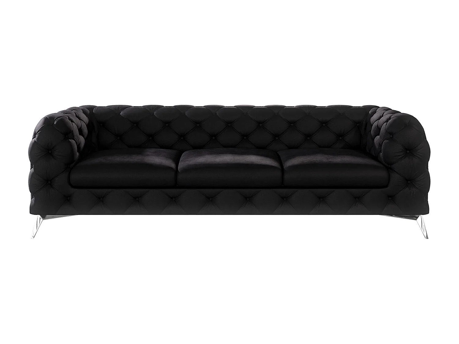 Celeste 3-Sitzer Chesterfield Sofa mit Silber Metall Füßen