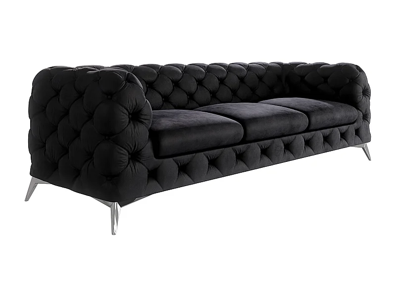 Celeste 3-Sitzer Chesterfield Sofa mit Silber Metall Füßen