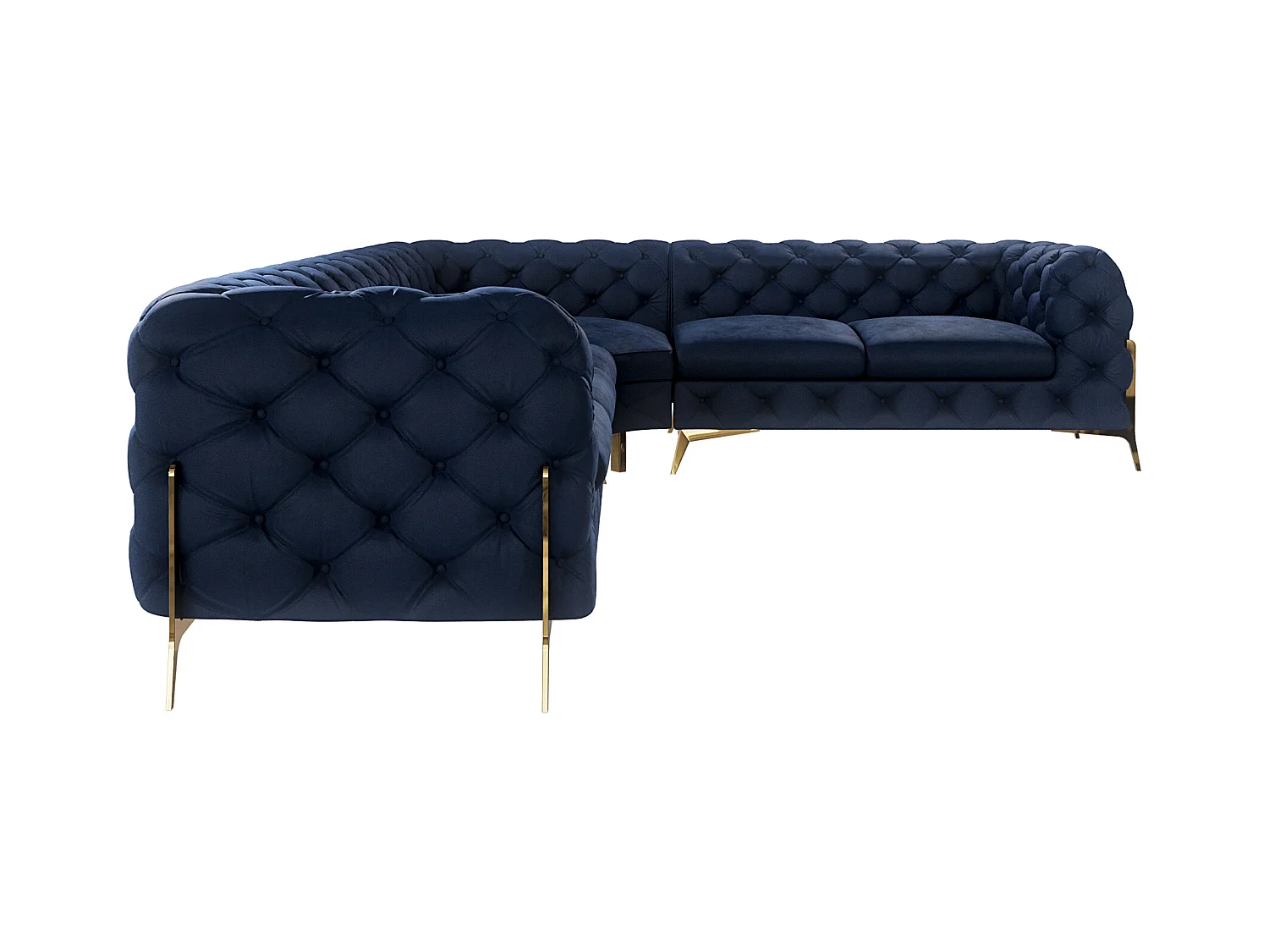 Ecksofa Chesterfield Ulysses mit Goldene Metall Füßen