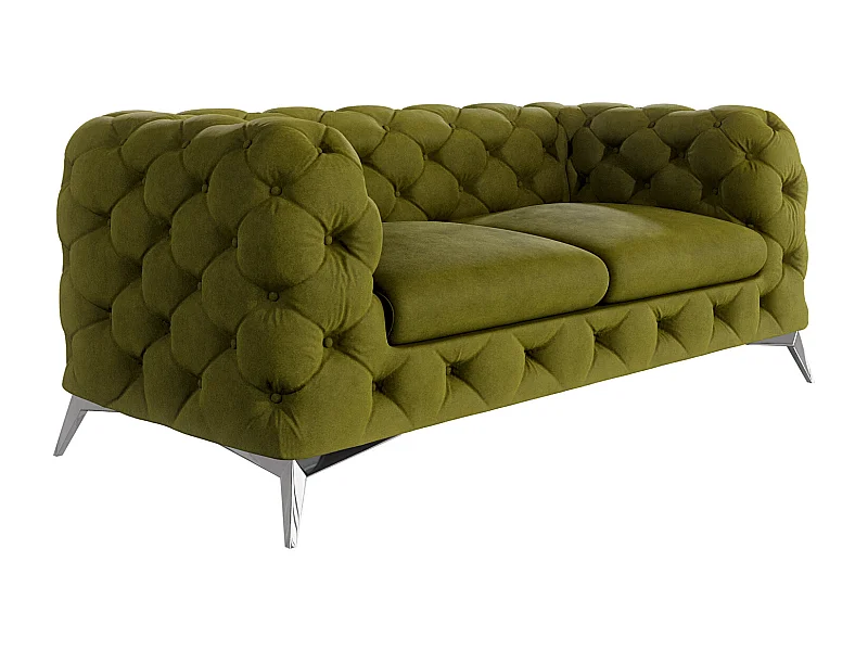 Celeste 2-Sitzer Chesterfield Sofa mit Silber Metall Füßen