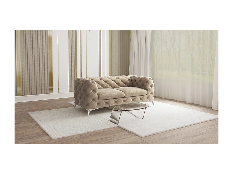 Celeste 2-Sitzer Chesterfield Sofa mit Silber Metall Füßen