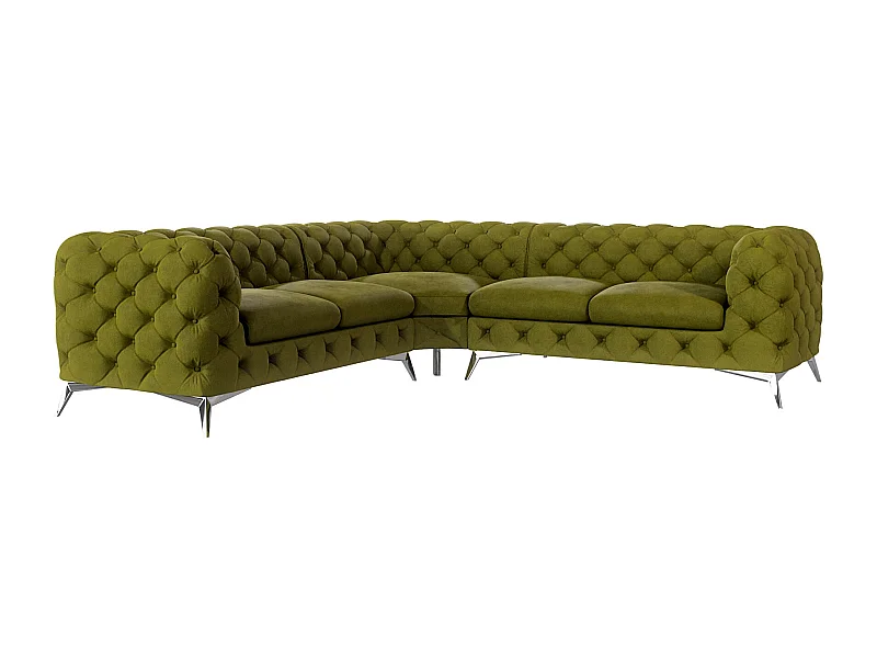 Ecksofa Chesterfield Celeste mit Silber Metall Füßen
