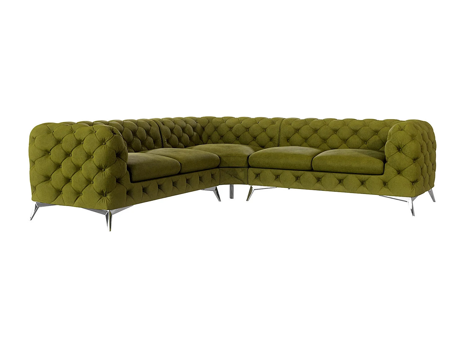 Ecksofa Chesterfield Celeste mit Silber Metall Füßen