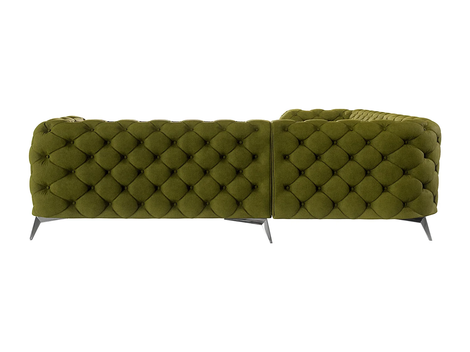 Ecksofa Chesterfield Celeste mit Silber Metall Füßen