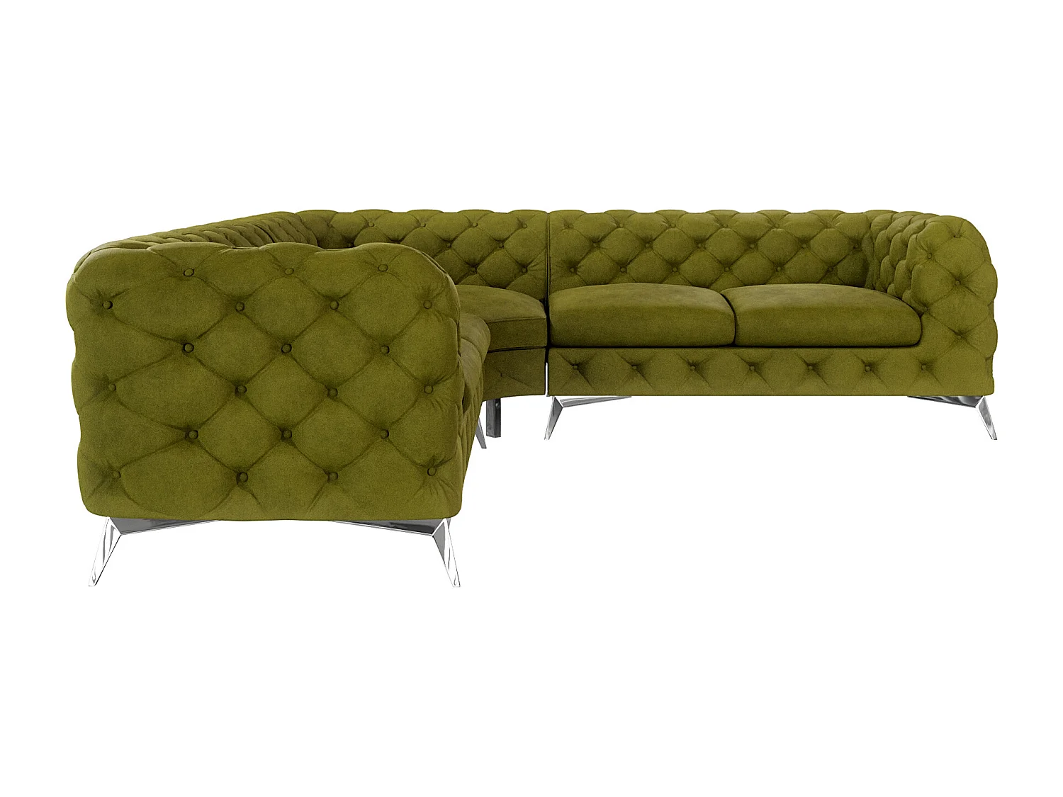 Ecksofa Chesterfield Celeste mit Silber Metall Füßen