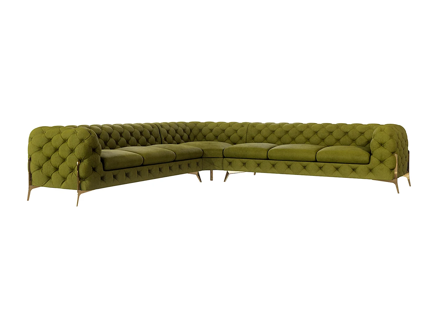 Ecksofa Chesterfield Ulysses mit Goldene Metall Füßen