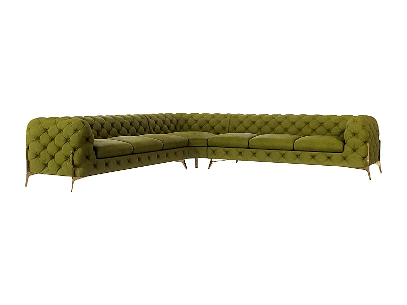 Ecksofa Chesterfield Ulysses mit Goldene Metall Füßen