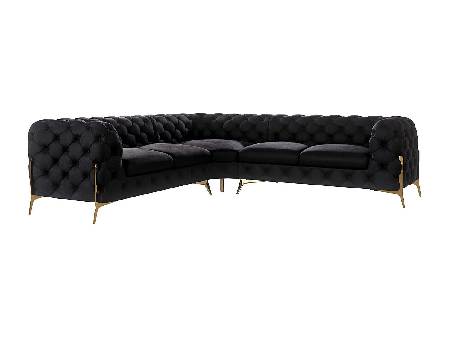 Ecksofa Chesterfield Ulysses mit Goldene Metall Füßen