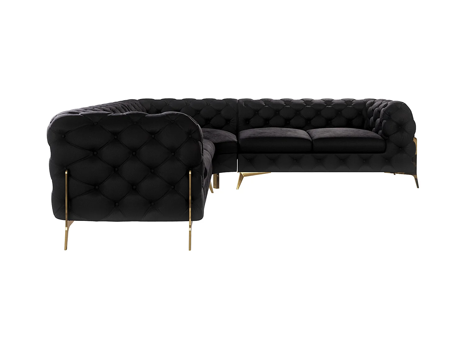 Ecksofa Chesterfield Ulysses mit Goldene Metall Füßen