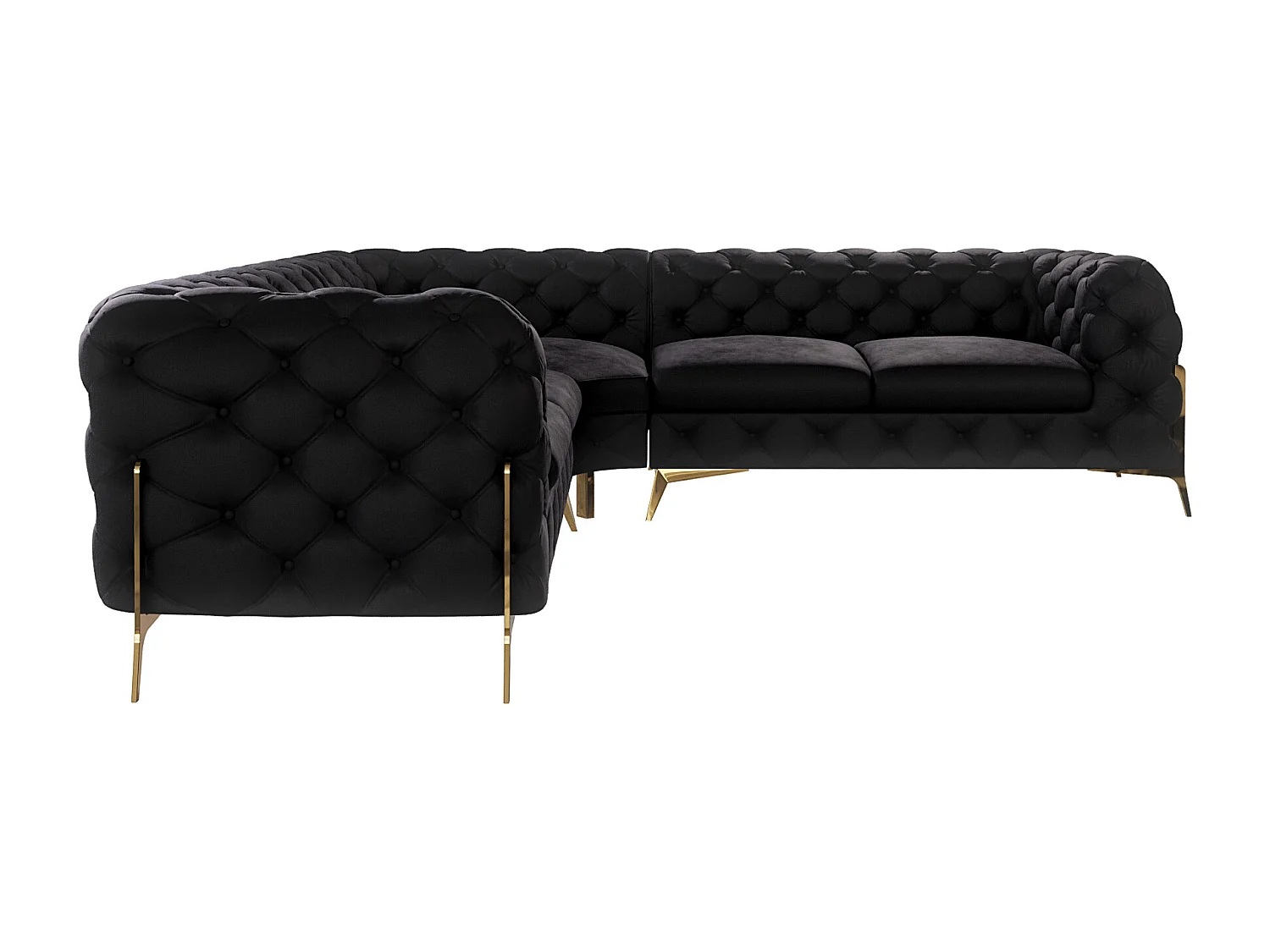 Ecksofa Chesterfield Ulysses mit Goldene Metall Füßen
