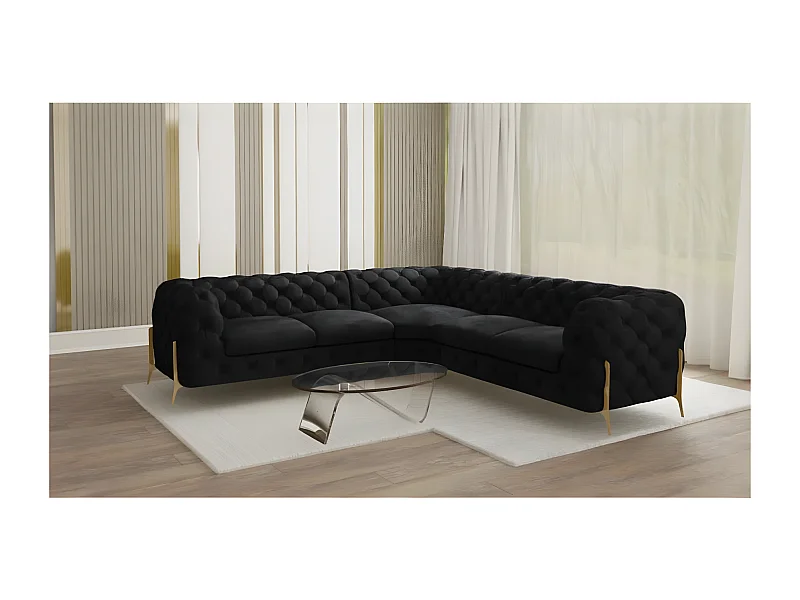Ecksofa Chesterfield Ulysses mit Goldene Metall Füßen