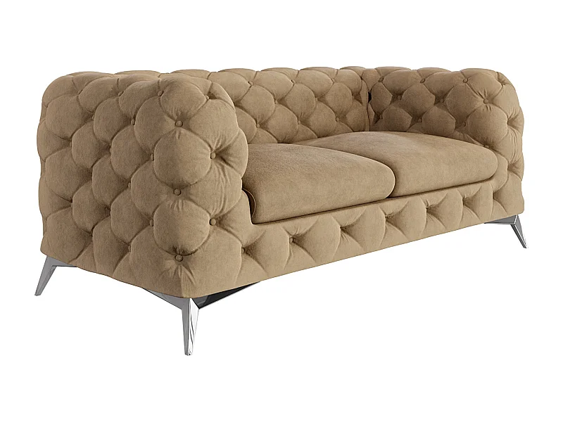 Celeste 2-Sitzer Chesterfield Sofa mit Silber Metall Füßen