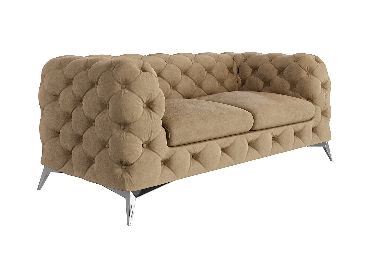 Celeste 2-Sitzer Chesterfield Sofa mit Silber Metall Füßen