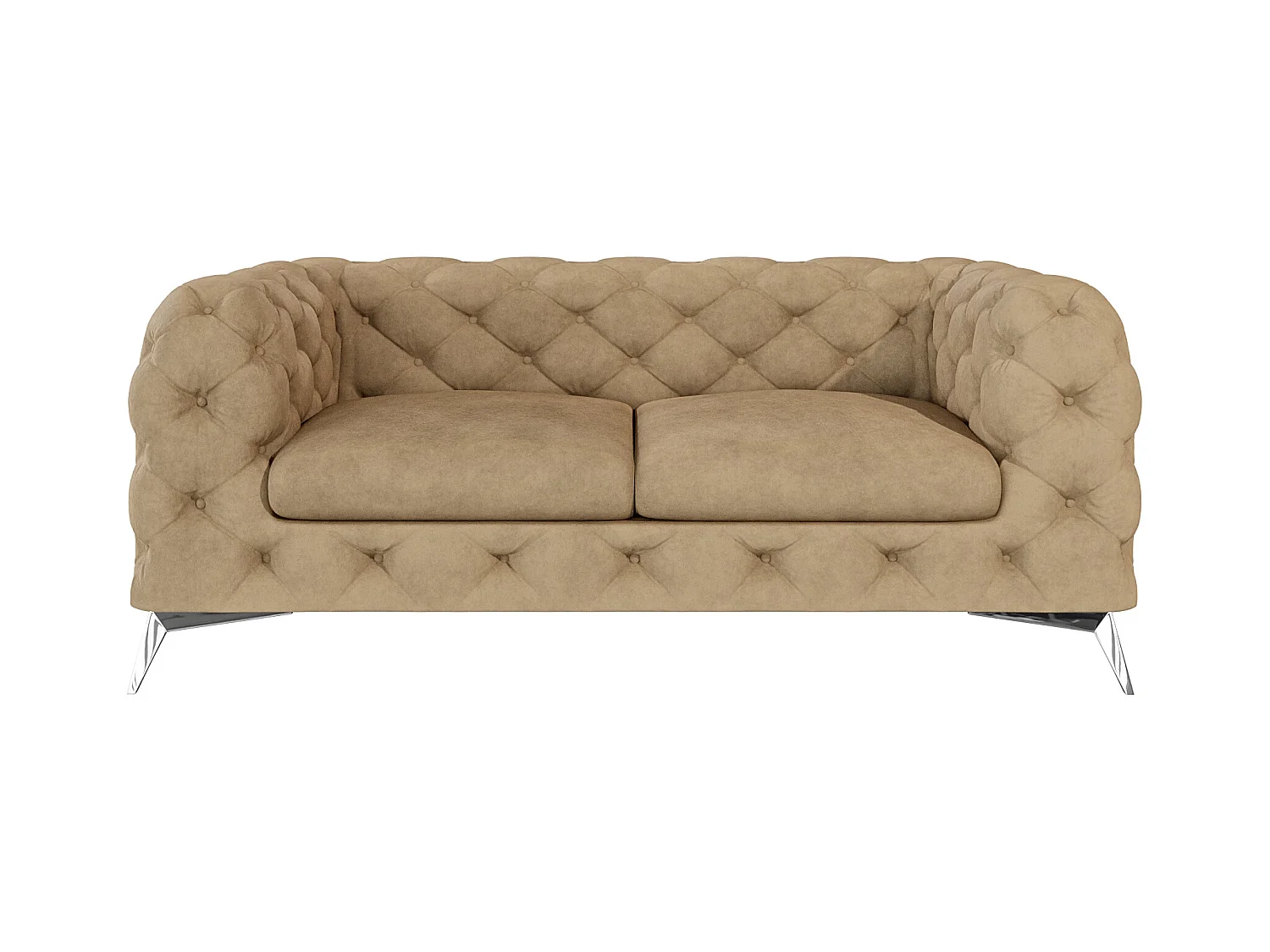 Celeste 2-Sitzer Chesterfield Sofa mit Silber Metall Füßen
