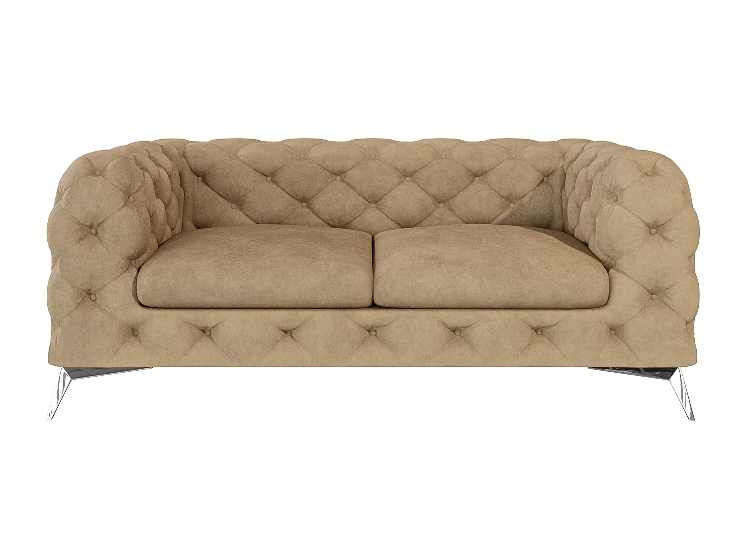 Celeste 2-Sitzer Chesterfield Sofa mit Silber Metall Füßen