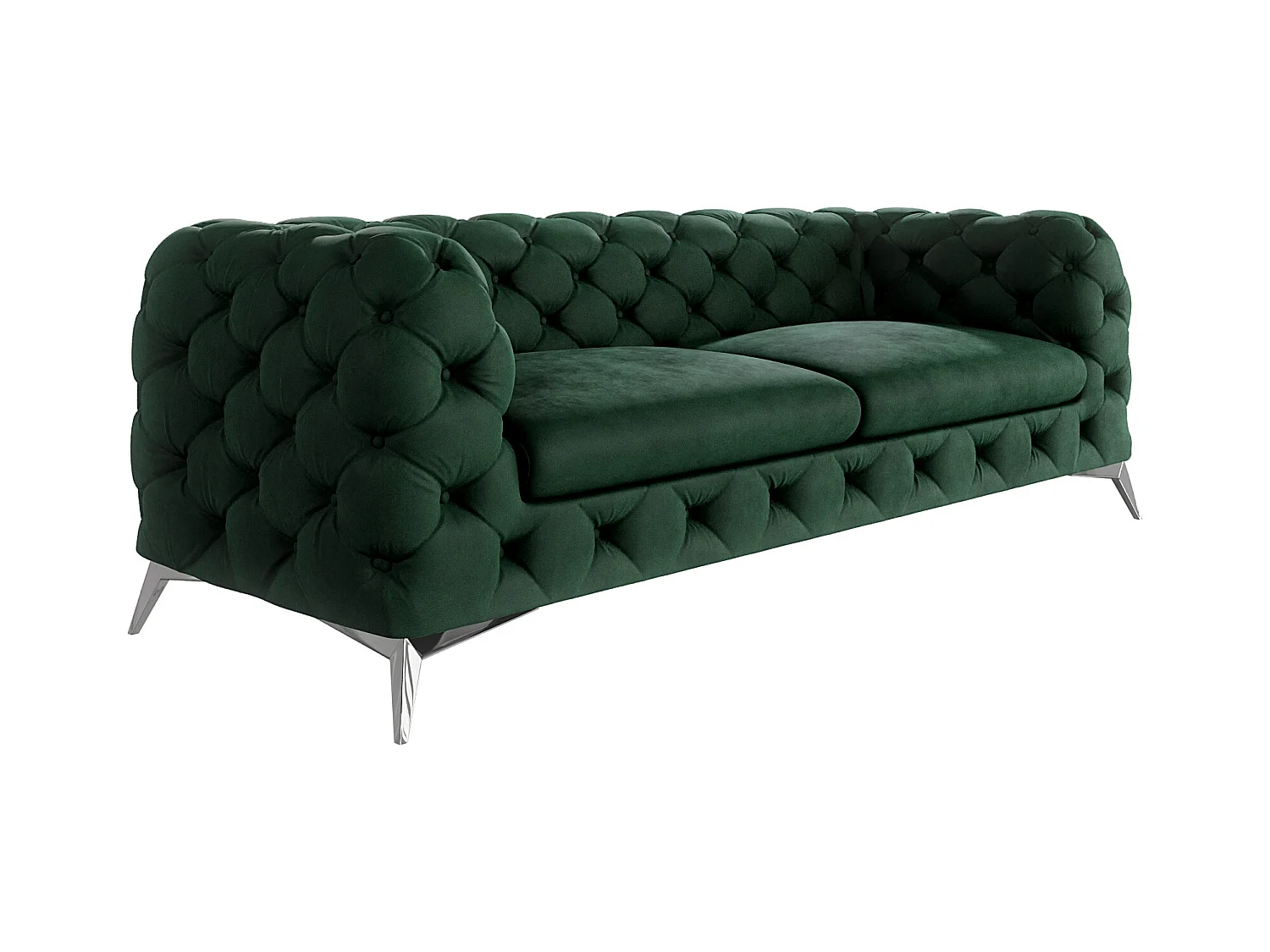 Celeste 3-Sitzer Chesterfield Sofa mit Silber Metall Füßen