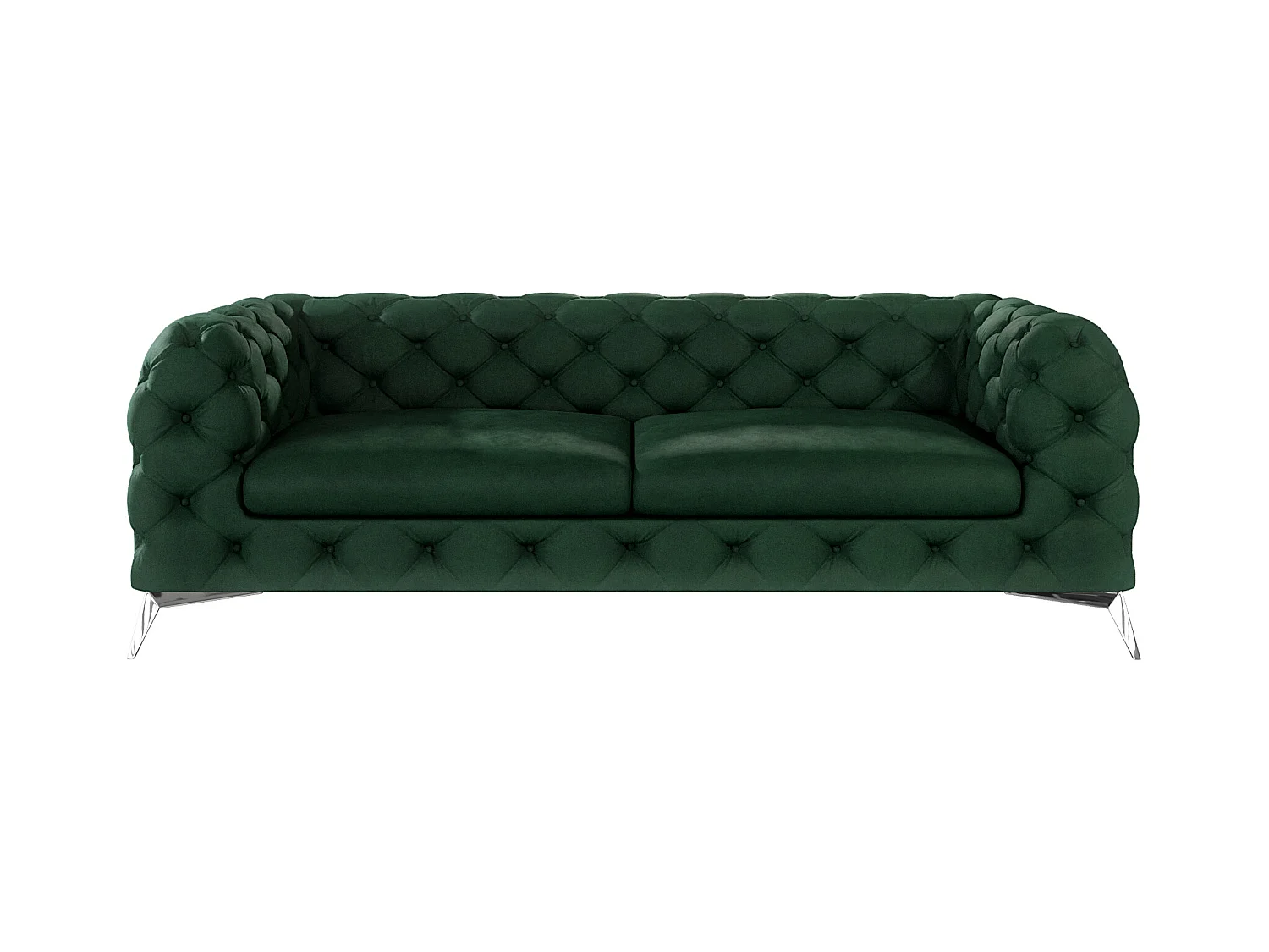 Celeste 3-Sitzer Chesterfield Sofa mit Silber Metall Füßen