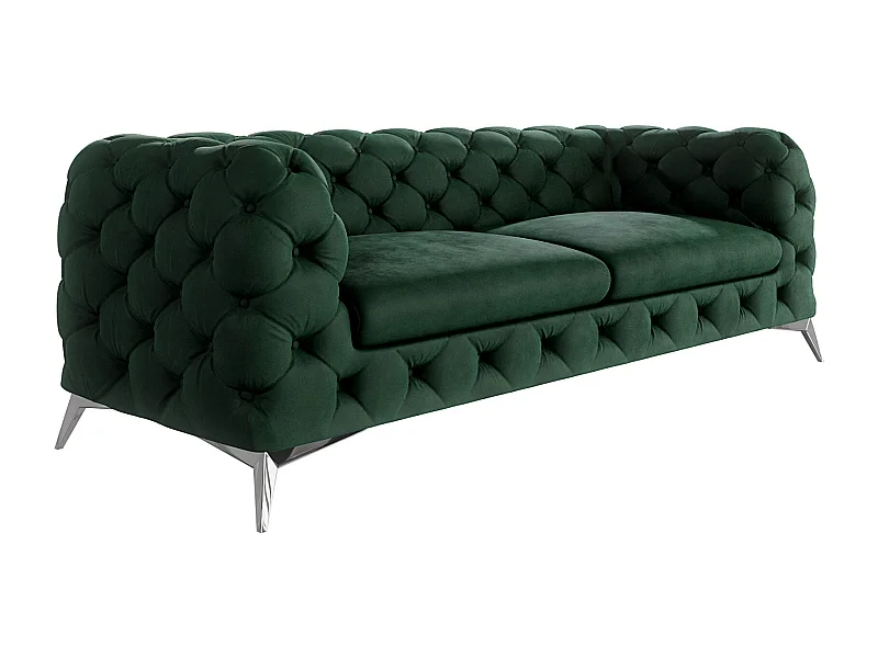 Celeste 3-Sitzer Chesterfield Sofa mit Silber Metall Füßen