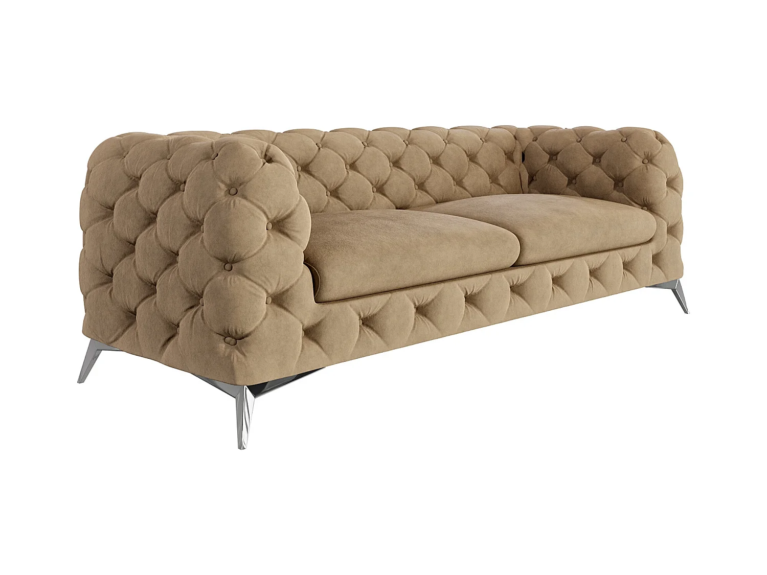 Celeste 3-Sitzer Chesterfield Sofa mit Silber Metall Füßen