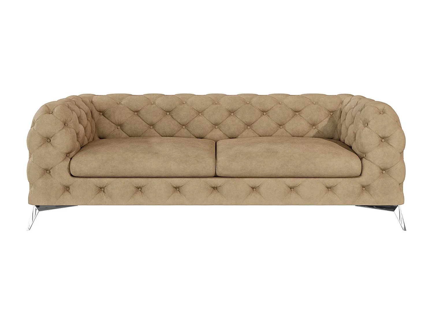 Celeste 3-Sitzer Chesterfield Sofa mit Silber Metall Füßen