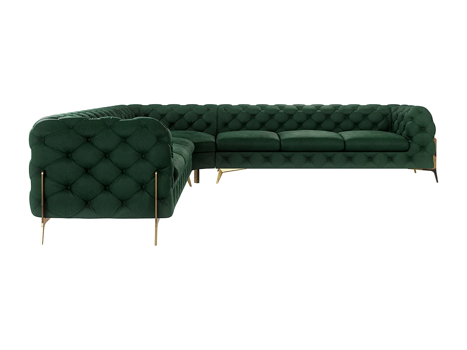 Ecksofa Chesterfield Ulysses mit Goldene Metall Füßen