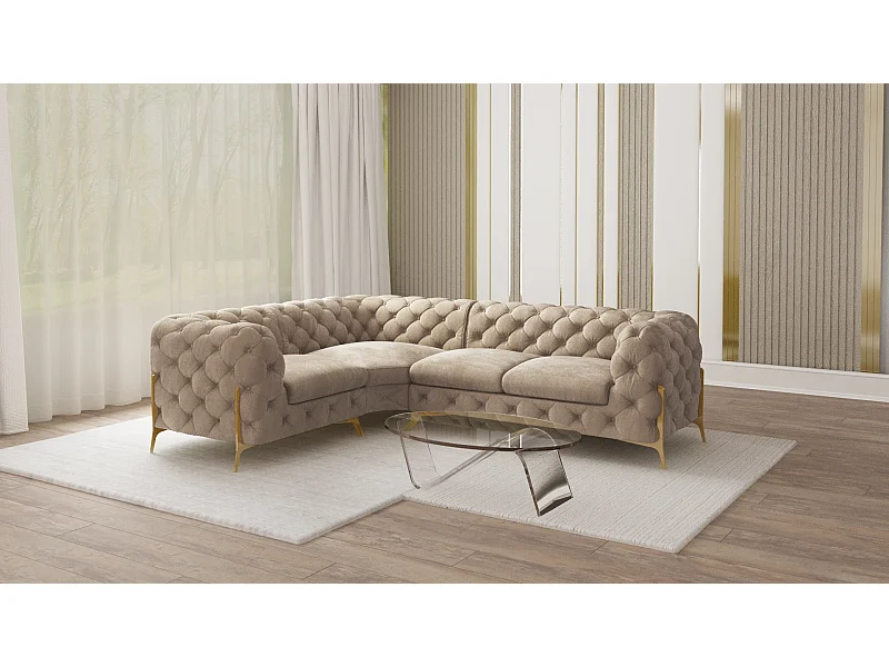 Ecksofa Chesterfield Ulysses mit Goldene Metall Füßen