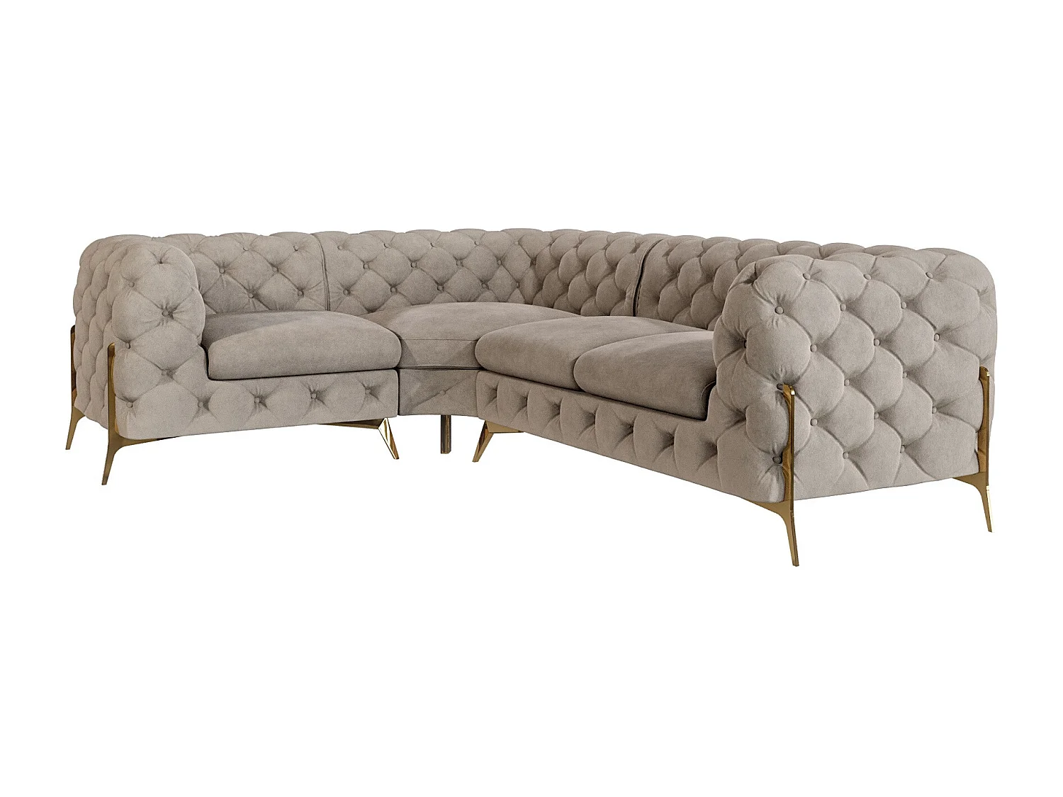 Ecksofa Chesterfield Ulysses mit Goldene Metall Füßen