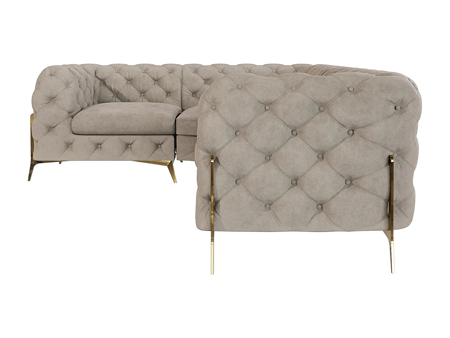 Ecksofa Chesterfield Ulysses mit Goldene Metall Füßen