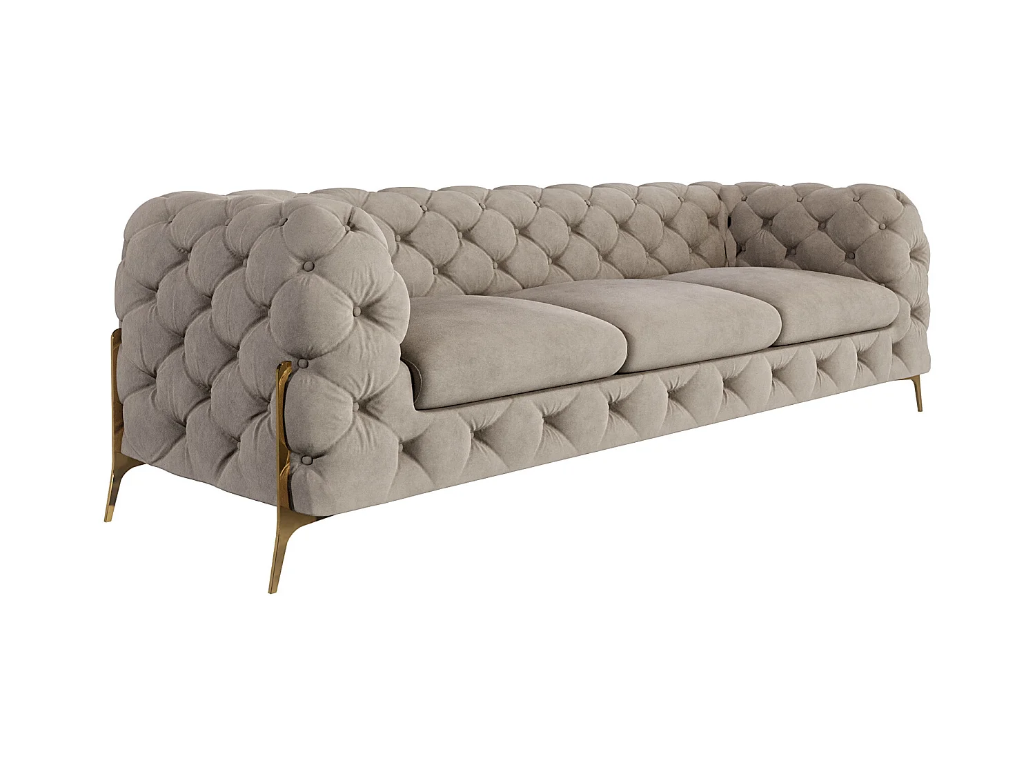 Ulysses 3-Sitzer Chesterfield Sofa mit Goldene Metall Füßen
