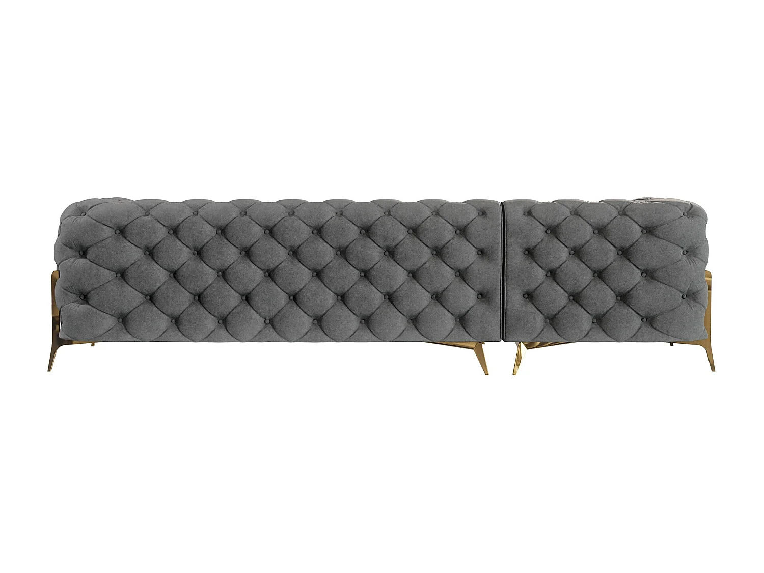 Ecksofa mit Ottomane Chesterfield Ulysses mit Goldene Metall Füßen