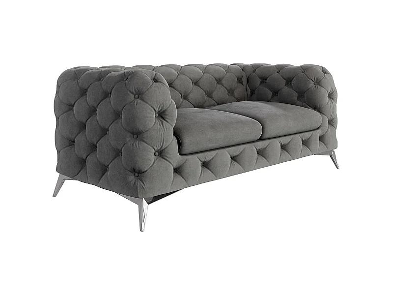 Celeste 2-Sitzer Chesterfield Sofa mit Silber Metall Füßen