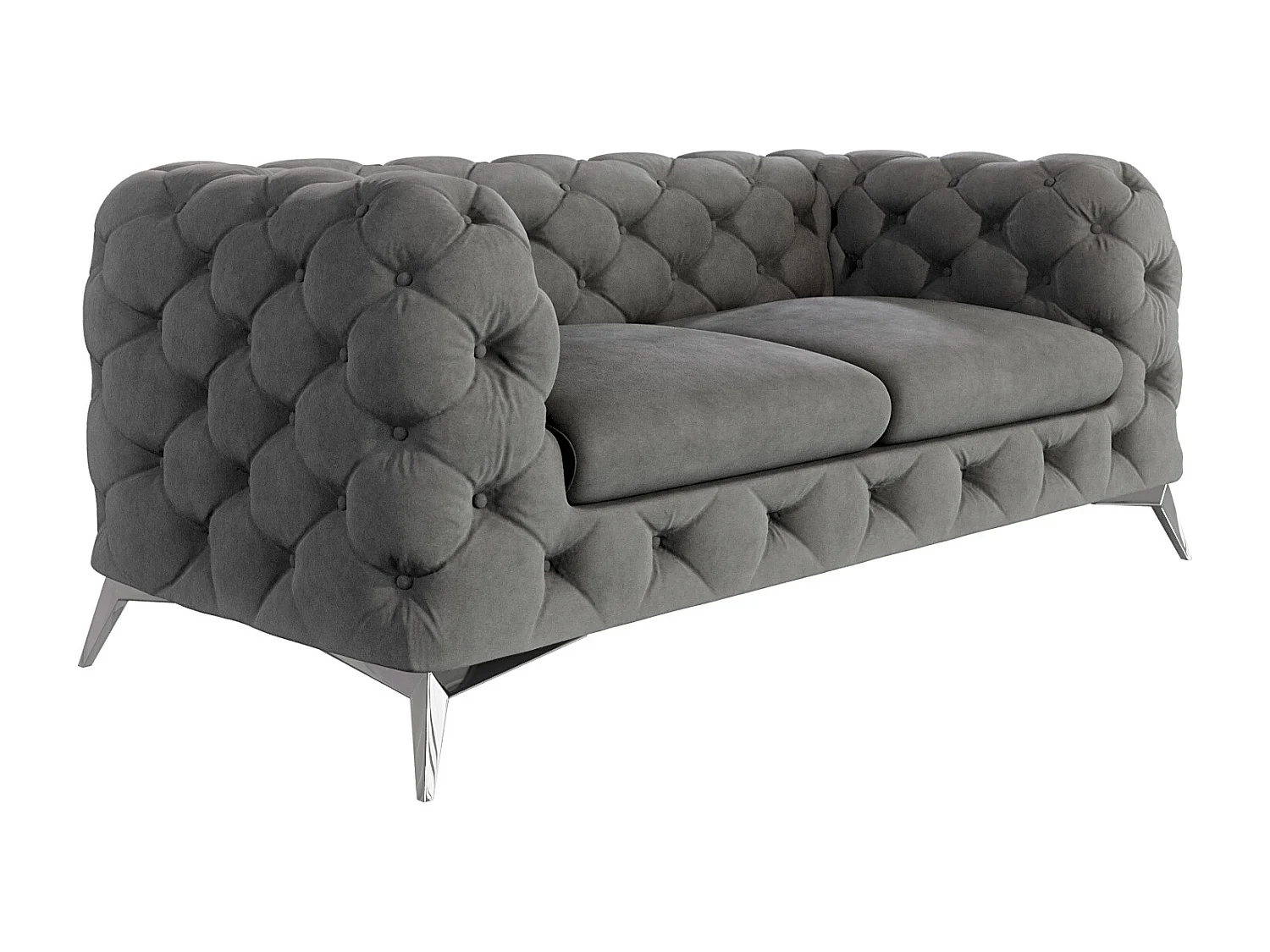 Celeste 2-Sitzer Chesterfield Sofa mit Silber Metall Füßen