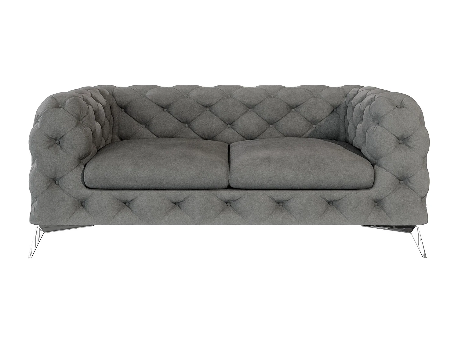 Celeste 2-Sitzer Chesterfield Sofa mit Silber Metall Füßen
