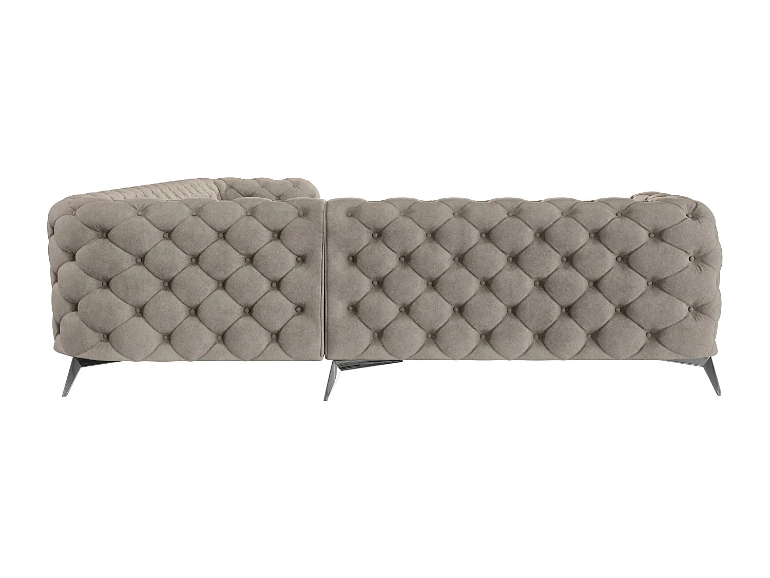 Ecksofa Chesterfield Celeste mit Silber Metall Füßen