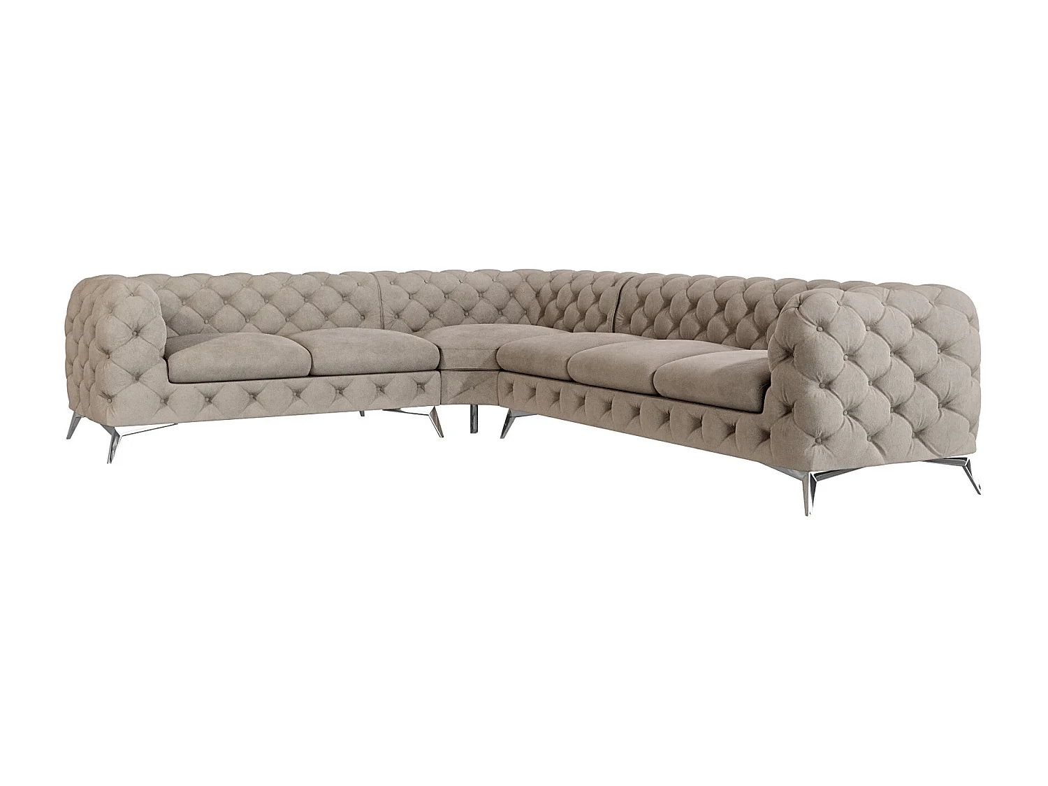 Ecksofa Chesterfield Celeste mit Silber Metall Füßen