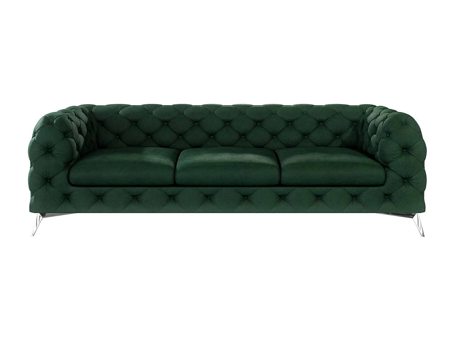 Celeste 3-Sitzer Chesterfield Sofa mit Silber Metall Füßen