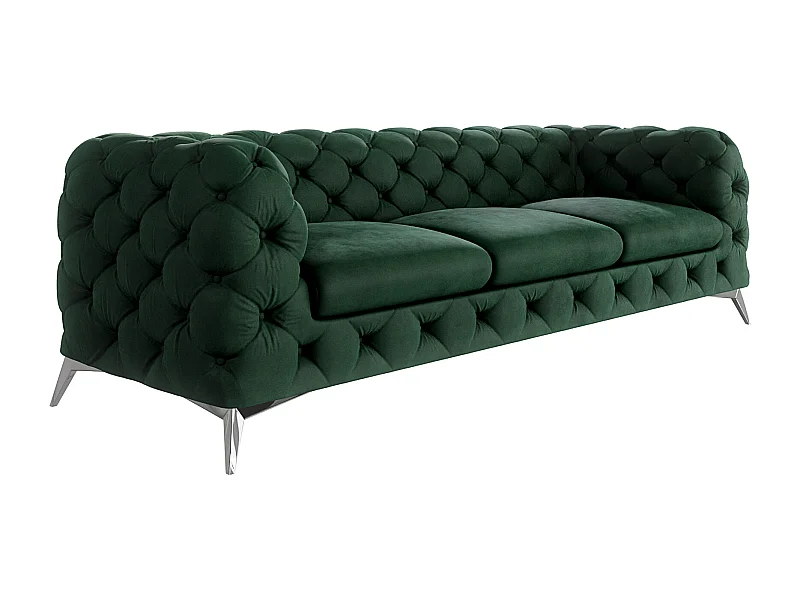 Celeste 3-Sitzer Chesterfield Sofa mit Silber Metall Füßen