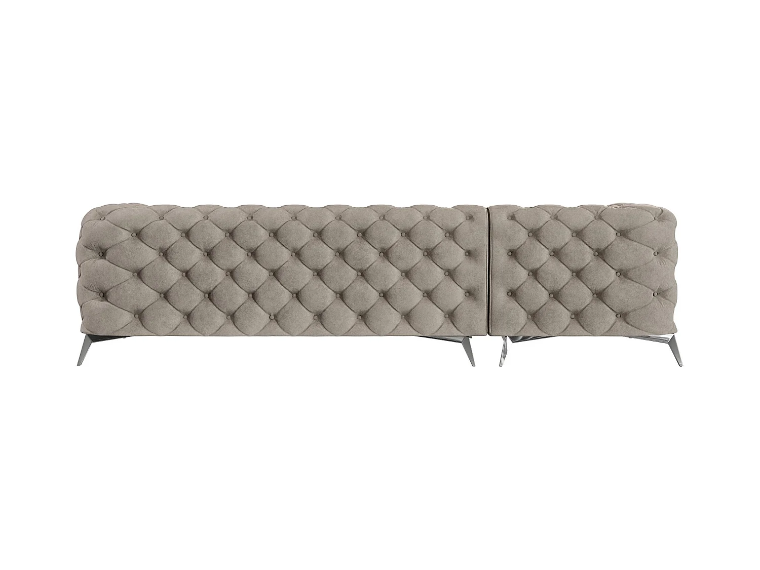 Ecksofa mit Ottomane Chesterfield Celeste mit Silber Metall Füßen