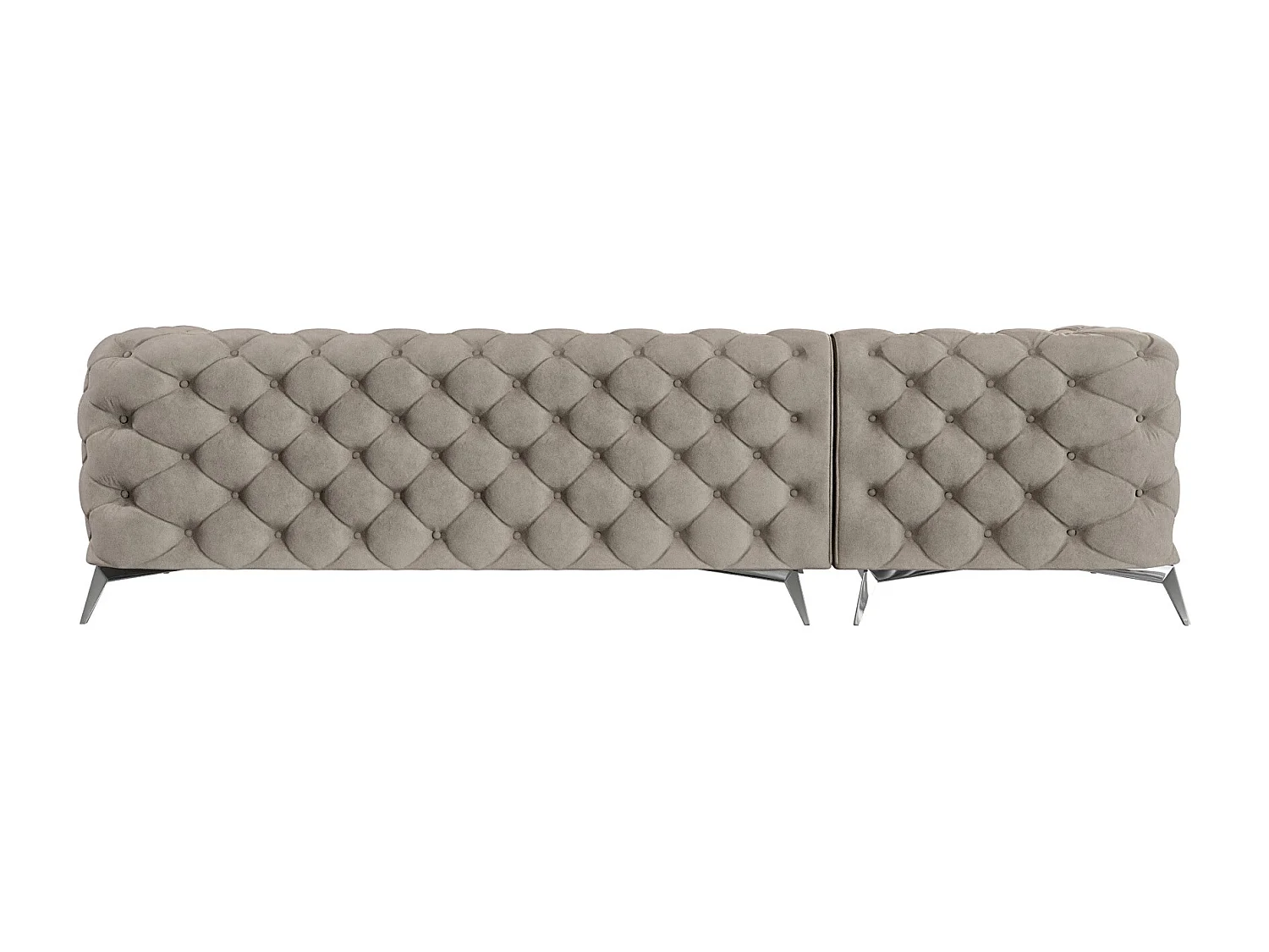 Ecksofa mit Ottomane Chesterfield Celeste mit Silber Metall Füßen