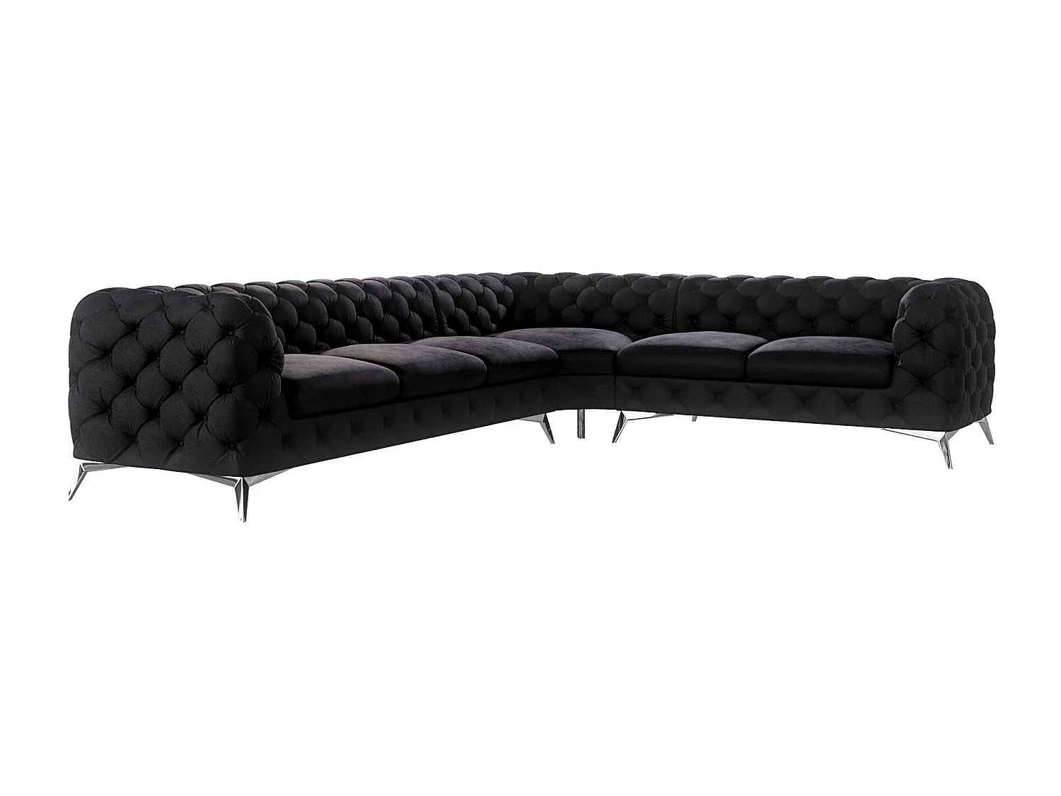 Ecksofa Chesterfield Celeste mit Silber Metall Füßen