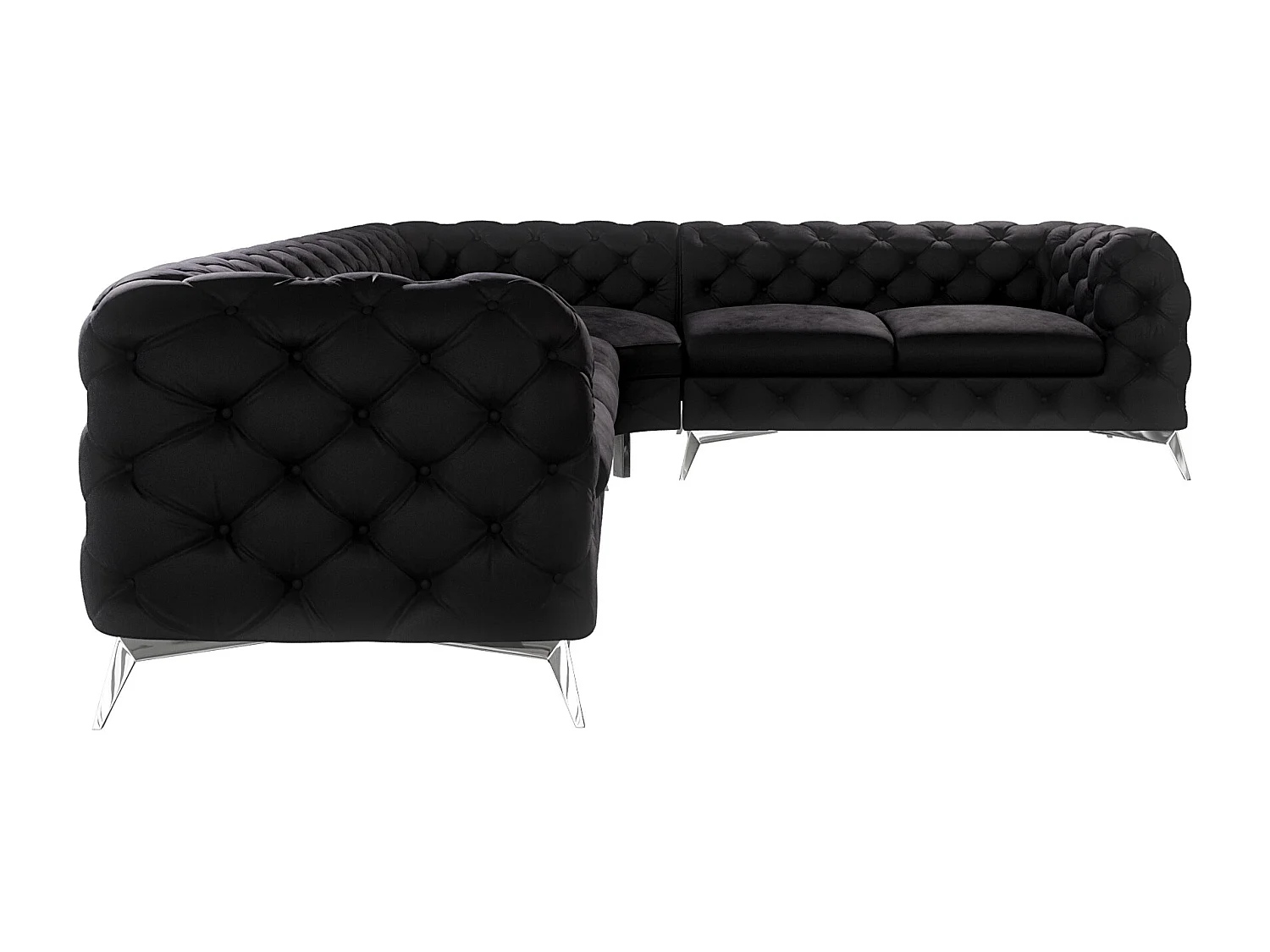 Ecksofa Chesterfield Celeste mit Silber Metall Füßen