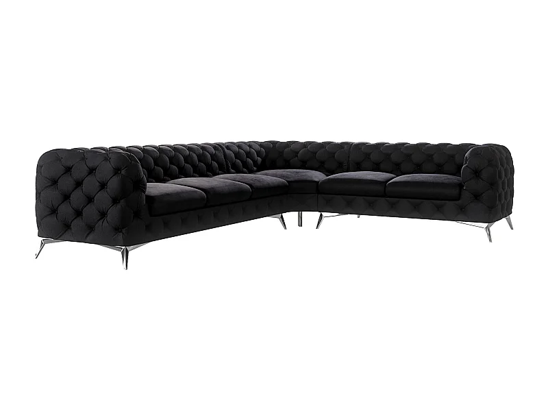 Ecksofa Chesterfield Celeste mit Silber Metall Füßen