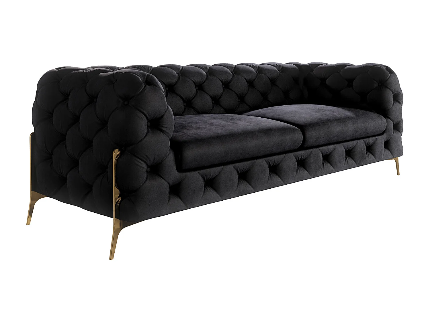 Chesterfield Sofa 3-Sitzer Ulysses mit Goldene Metall Füßen