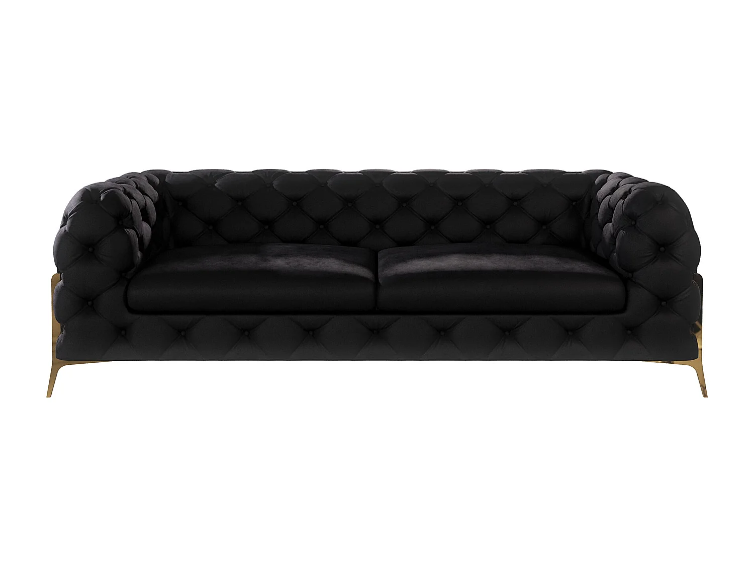 Chesterfield Sofa 3-Sitzer Ulysses mit Goldene Metall Füßen