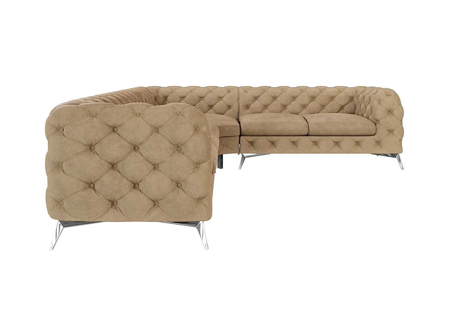 Ecksofa Chesterfield Celeste mit Silber Metall Füßen