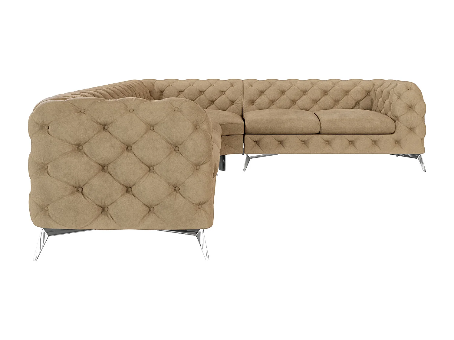 Ecksofa Chesterfield Celeste mit Silber Metall Füßen