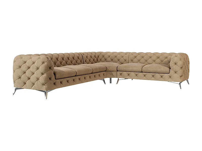 Ecksofa Chesterfield Celeste mit Silber Metall Füßen